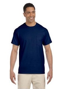 Gildan Navy Pocket Crew Neck T-Shirt with Logo
